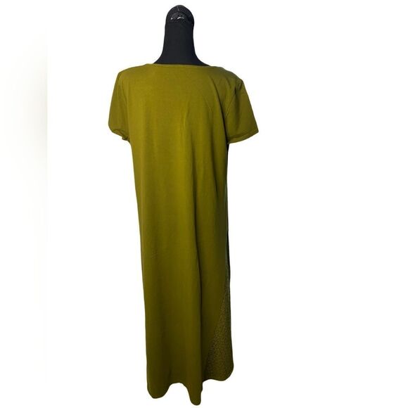 H BY HALSTON OLIVE GREEN DRESS WITH LACE. Sc624-7 - Picture 3 of 13